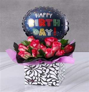 Fabulous Celebration Balloon and Rose Box
