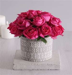Heartfelt Cerise Roses in Vase