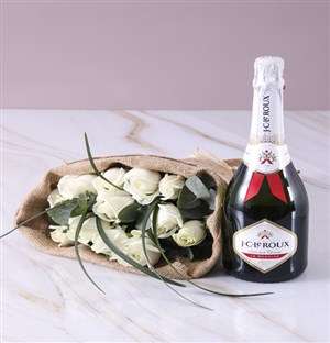 Bubbly and White Roses