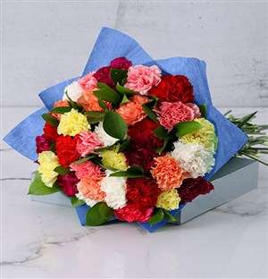 Mixed Carnation in Green Wrapping