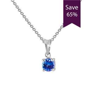 9KT White Gold Round Claw 0.50ct Tanzanite Pendant