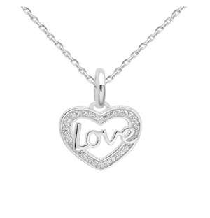 Silver Love and Pave Cubic Necklace