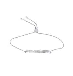 925 Silver Cubic Bar 19cm Bracelet