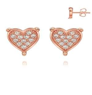 Rose Silver Pave Set Cubic Stud Earrings