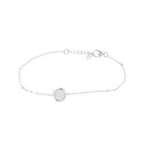 Silver Cubic Round Disk Bracelet