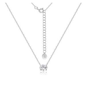 Silver 4 Claw Round Cubic Necklace