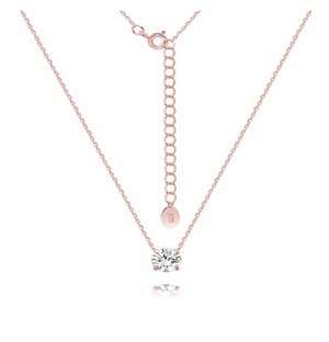 Silver Rose 4 Claw Round Cubic Necklace