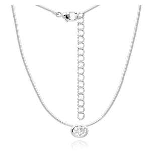 Silver Round Tube Cubic Snake Chain Necklace