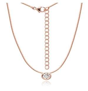 Silver Rose RND Tube Cubic Snake Chain Necklace