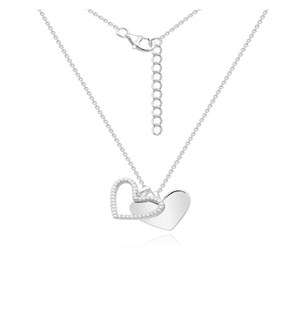 Silver Double Heart Dangle Necklace