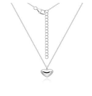 Silver Medium Puff Heart Necklace