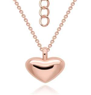 Silver Rose Medium Puff Heart Necklace