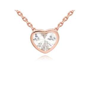 Rose Silver Cubic Zirconia Heart Necklace