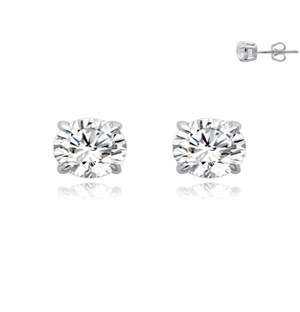 Silver 6mm Round Claw Earrings