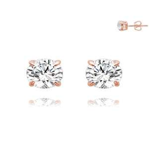 Silver Rose RND 4 Claw Stud Earrings