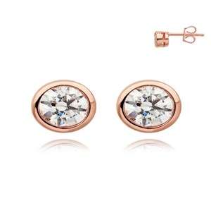 Silver Rose 925 Tube Cubic Stud Earrings