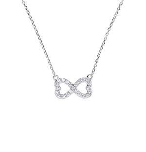 Silver Infinity Double Heart Cubic Necklace