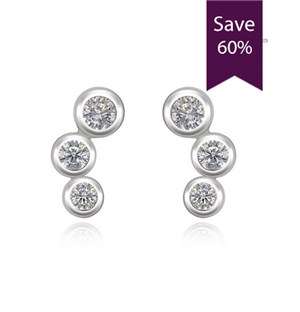 Silver Cubic Stud Earrings