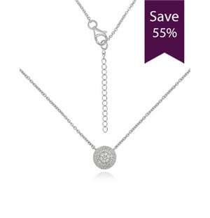 925 Silver Round Cubic Round Disk Necklace