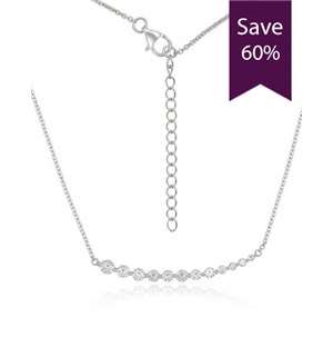 925 Silver Curved bar Cubic 45cm Necklace