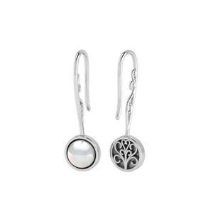 WHY Silver Pearl Wire Drop Earrings