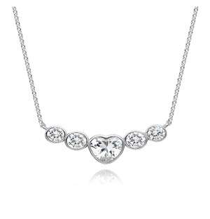 Sliver CZ Heart and Rounds Tube Necklace