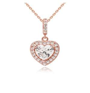 Rose CZ Heart Pave Necklace