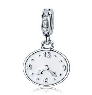 Gorgeous Silver Clock Dangle Charm