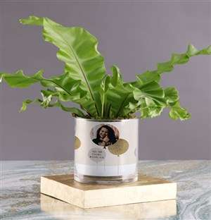 Personalised Gold Balloon Vase with Birds Nest