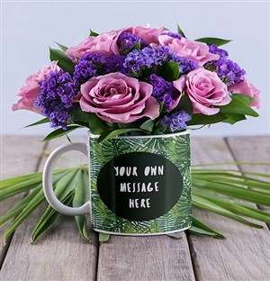 Personalised Leaf Mug With Lilac Blooms