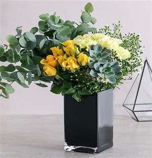Mixed Floral in Black Vase