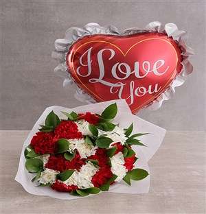 Carnations and Love Balloon