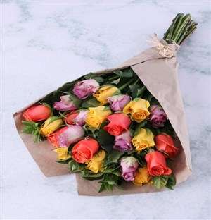 Uplifting Mixed Roses In Craft Paper