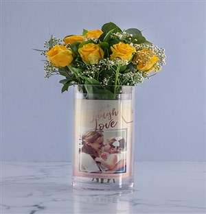 Personalised Live And Laugh Roses Photo Vase