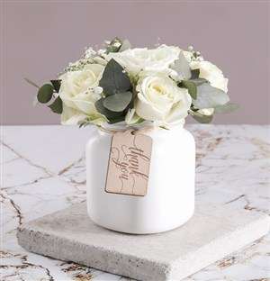 Thank You Consol Jar of White Roses