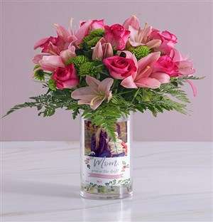 Personalised Best Mom Roses Photo Vase