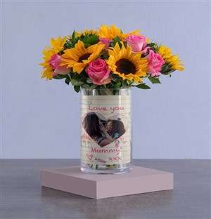 Personalised Love You Sunflowers Photo Vase