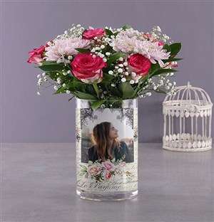 Personalised Million Star and Roses Photo Vase
