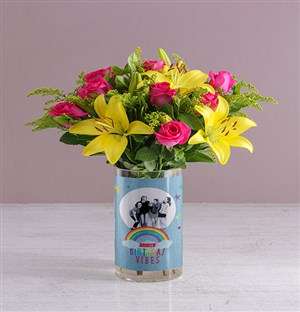 Personalised Birthday Vibes Blooms Photo Vase