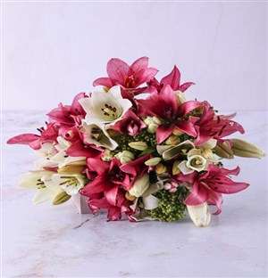 Pastel Pink and White Lily Bouquet