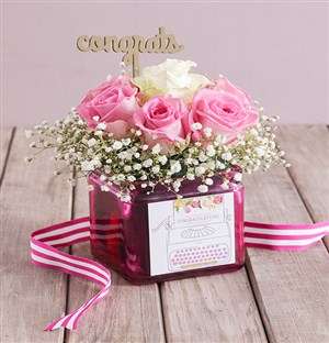 Angelic Congrats Roses in a Vase