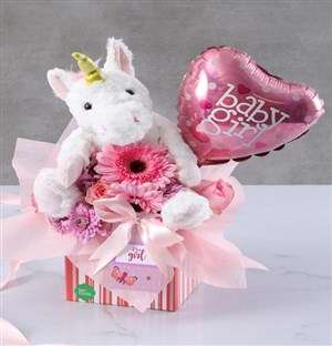 Welcome Baby Girl Unicorn Gift Box