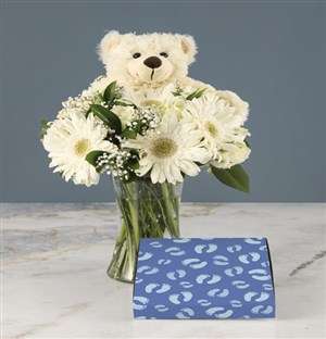 Mixed Roses and Chocs Baby Boy Gift