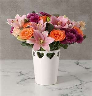 Cheerful Lily And Rose Mixed Arrangement