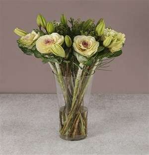 Wondrous White Lilies And Kale Arrangement