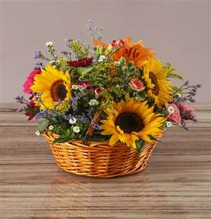 Summer Garden Sunflower Basket