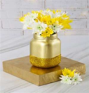 Whimsical White And Yellow Spray Arrangement