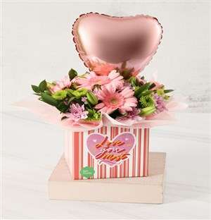 Love You Most Balloon And Flower Arrangement