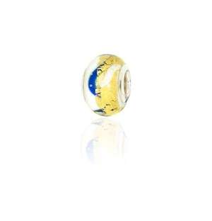 KimmiKay silver blue and gold glass bead