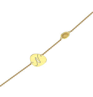 MeMi Yellow Gold Pebble Personalised Bracelet